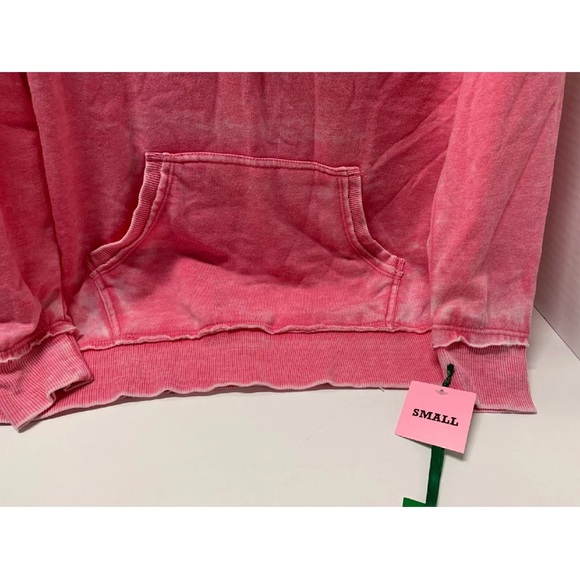 NWT Green Tea Womens Mineral Wash Lace Up Hooded Jacket Pink/Brick Small - Picture 4 of 6